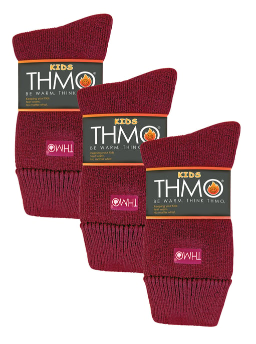 3 Pares Multipack Niños Calcetines Térmicos | THMO | Ribbed Soft Top Fleece Fluffy Inner Warm Socks for Boys & Girls - Fucsia - Image 2