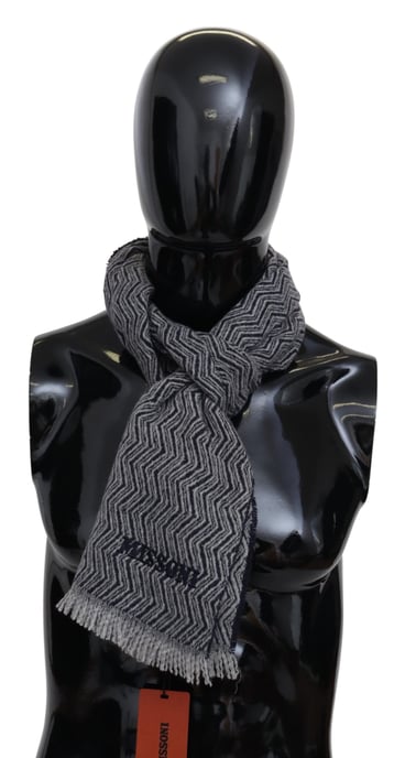 Bufanda unisex de cachemira gris con patrón de zigzag de Missoni para hombre - Image 1