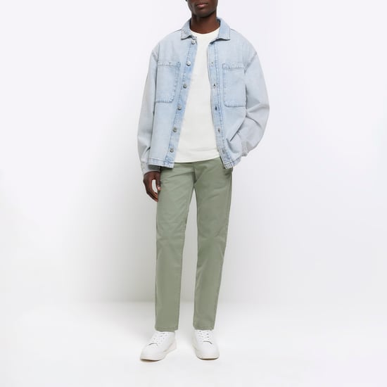 River Island Mens Chino Trousers Green Slim Fit Casual