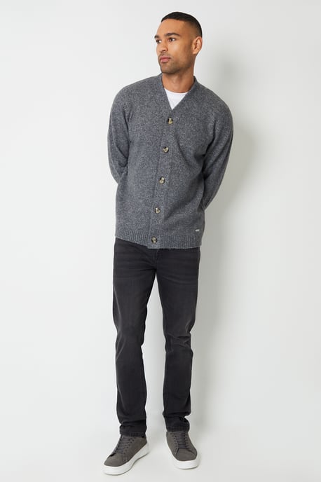 Charcoal Knitted Button Up Cardigan
