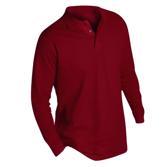 SOLS Mens Winter II Long Sleeve Pique Cotton Polo Shirt (Burgundy) - Image 3