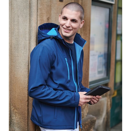 Regatta Mens Venturer Hooded Soft Shell Jacket (French Blue/Navy)