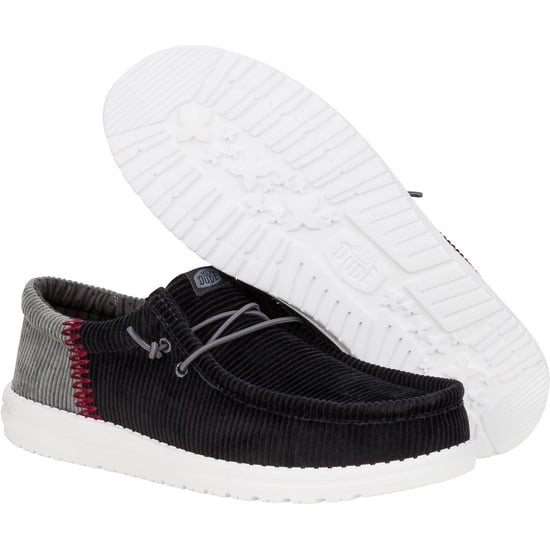 HEYDUDE Wally Funk Corduroy Textile Men's Black Boat Shoes - Image 3