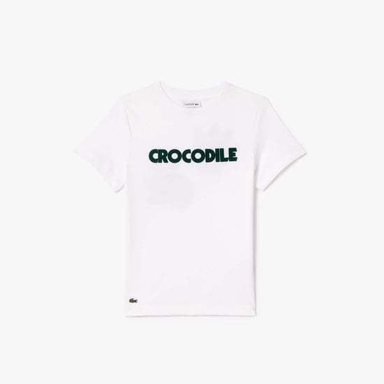 Boy's Lacoste Juniors Crocodile Print Cotton T-Shirt in White - Image 1