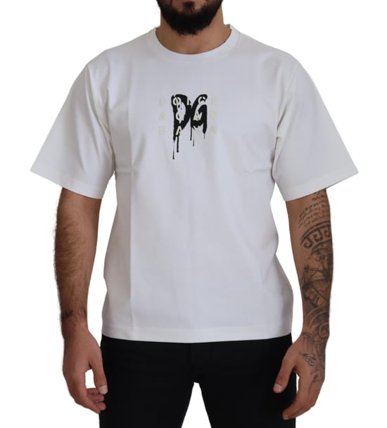 Dolce & Gabbana Graffiti Logo Print with Rubber effect T-Shirt in White