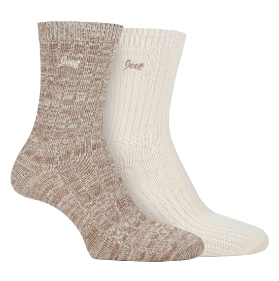 Womens Walking Boot Socks | Jeep | 2 Pack Calcetines Running Poliéster Alto Rendimiento - Taupe / Cream - Image 1