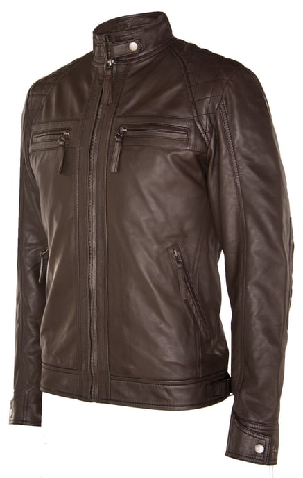 Leather Rock Racing Quilted Biker Jacket
