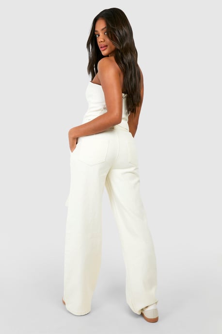 Crochet Mix Belted Wide Leg Jeans