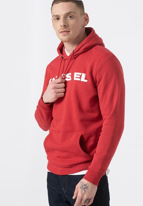Sudadera con capucha para hombre Diesel S Agnes BRO en rojo - Image 3