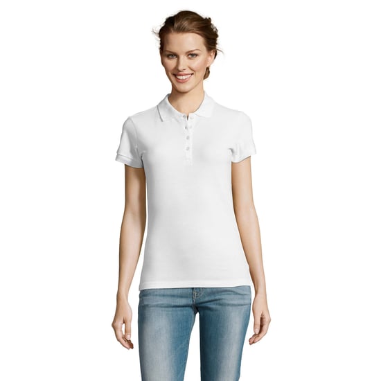 SOLS Womens/Ladies People Pique Short Sleeve Cotton Polo Shirt (White) - Image 5