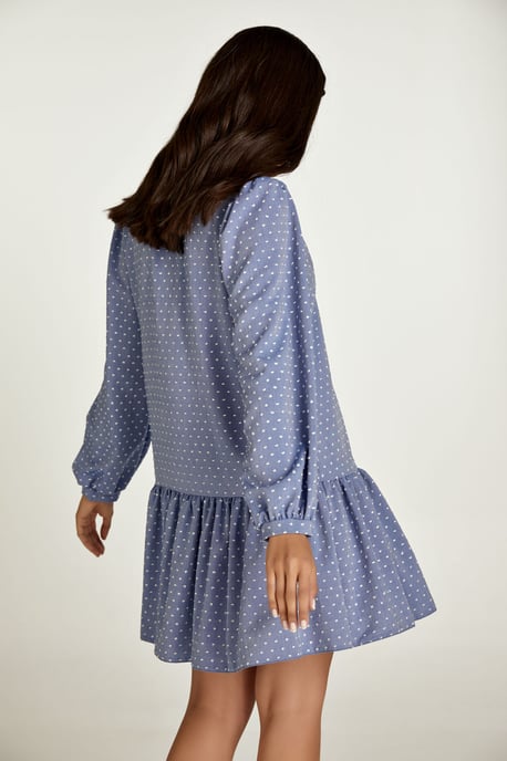 Vestido Bordado Estilo Denim con Botones - Image 3