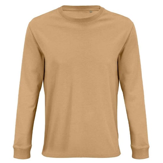 SOLS Unisex Adult Pioneer Organic Cotton Long-Sleeved T-Shirt (Dark Beige) - Image 1