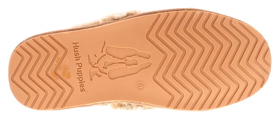 Hush Puppies Womens Slippers Full Fluffy Ariel Suede Leather tan - Image 5