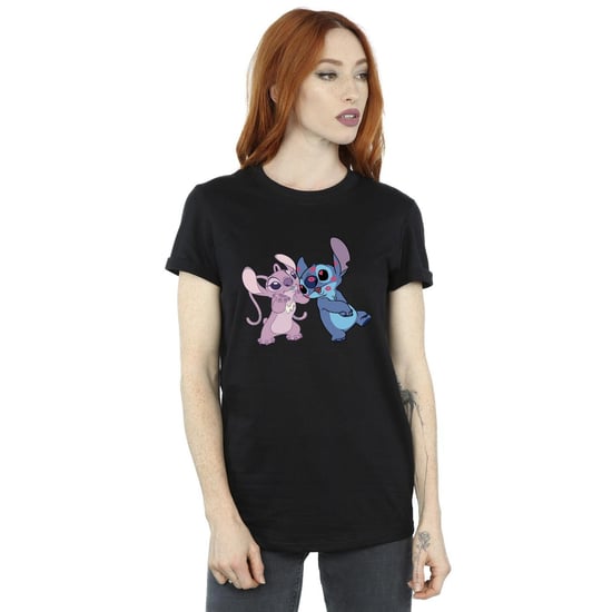 Disney Womens/Ladies Lilo & Stitch Kisses Cotton Boyfriend T-Shirt (Black) - Image 2