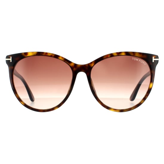 Gafas de sol de mujer estilo gato Tom Ford en marrón oscuro Havana con degradado - Image 1