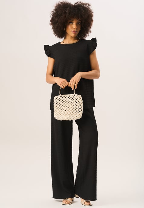 Frill Sleeves Textured Oversized Top