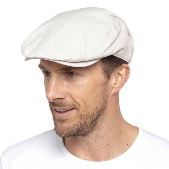 Gorra plana de lino para hombre en crema y denim - Crema - Image 2
