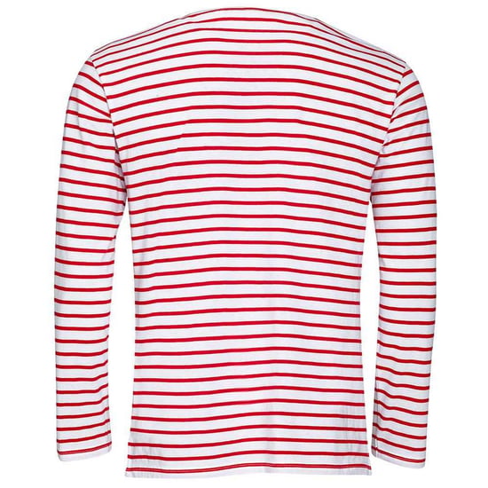 SOLS Mens Marine Striped Long-Sleeved T-Shirt (White/Red) - Image 2