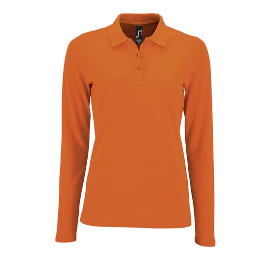 SOLS Womens/Ladies Perfect Long Sleeve Pique Polo Shirt (Orange) - Image 1