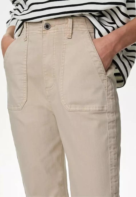 M&S Collection Ladies Algodón Slim Fit Tobillo Grazer Joggers Arena - Image 3