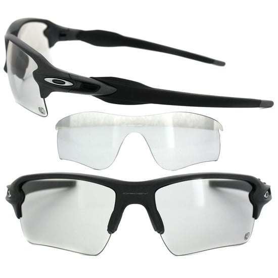 Gafas de sol Oakley Wrap para hombre en negro mate con lentes negros Iridium - Image 1