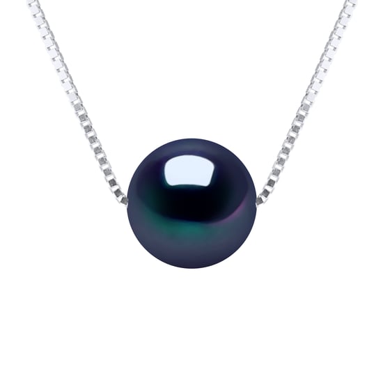 DIADEMA - Necklace - Real Freshwater Pearls - Black - White Gold