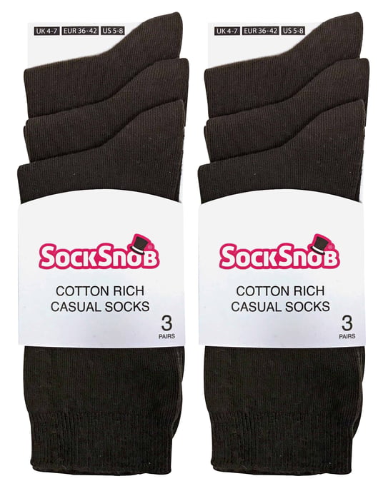 Sock Snob - 6 pares de calcetines de algodón de colores lisos para mujer - Image 2