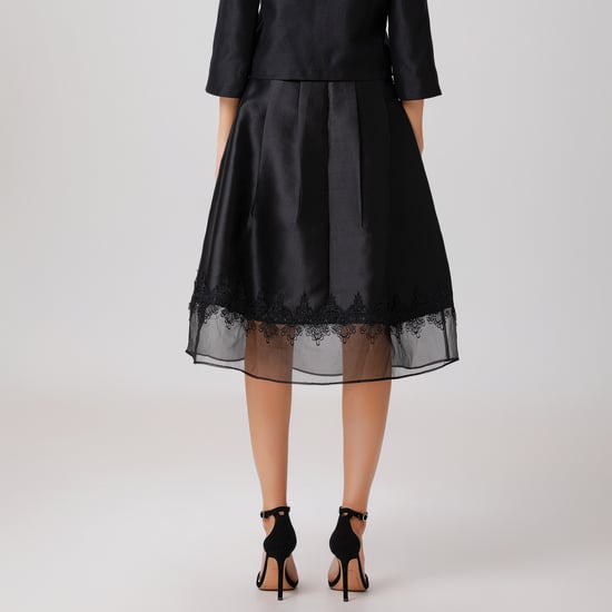 Lace Trim Organza And Taffeta Skirt - Image 4