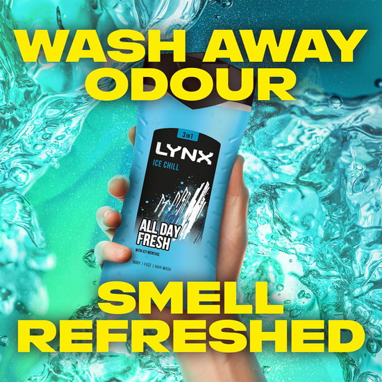Lynx Ice Chill 12-H Refreshing Fragrance Shower Gel Body Wash for Men, 3x225ml