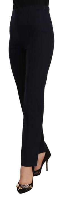 Pantalones Rectos de Mujer de Poliéster de Cintura Alta Negros AGLINI - Image 2