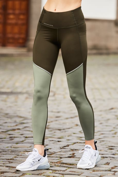 Green Tonal Activewear Leggings With Side Pocket - Image 2