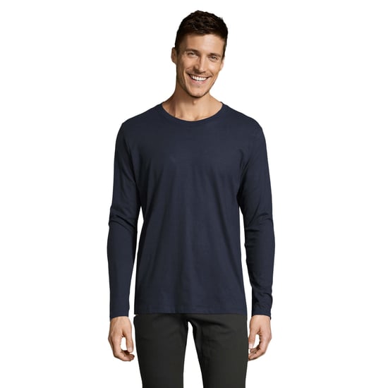 SOLS Mens Imperial Cotton Long-Sleeved T-Shirt (French Navy) - Image 1