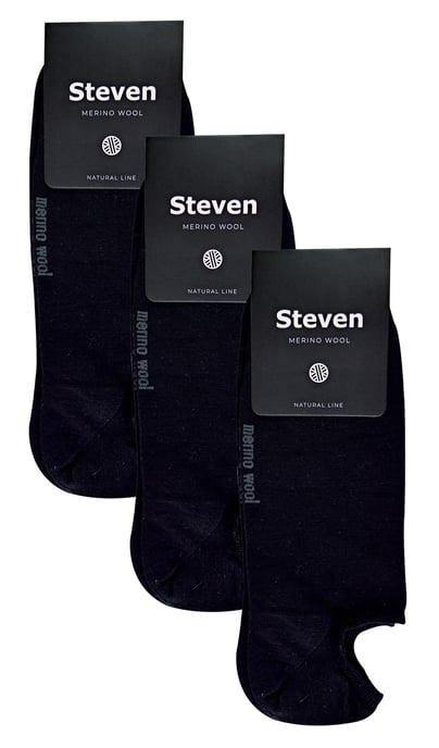 Steven - 3 Pares Multipack Calcetines Invisibles de Lana Merino para Hombre - Negro - Image 2