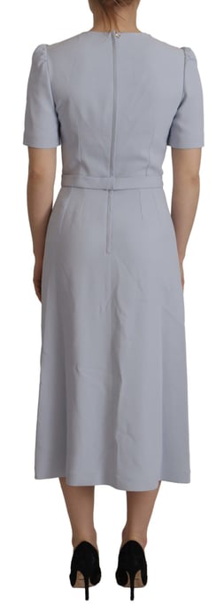 Vestido midi de viscosa para mujer con aplique floral azul de Dolce & Gabbana - Image 3