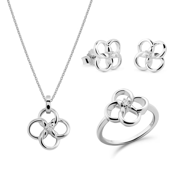 Orphelia 'Aida' Women's 925 Sterling Silver Set: Necklace + Earrings + Ring - Silver SET-7472 - Image 1