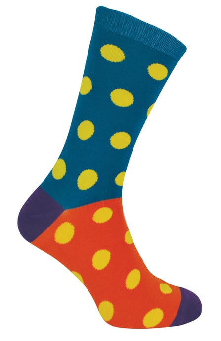 Mr Heron - Calcetines de Bambú para Hombre | Calcetines con Rayas Argyle | Regalos para Él - Spots (Teal) - Image 1