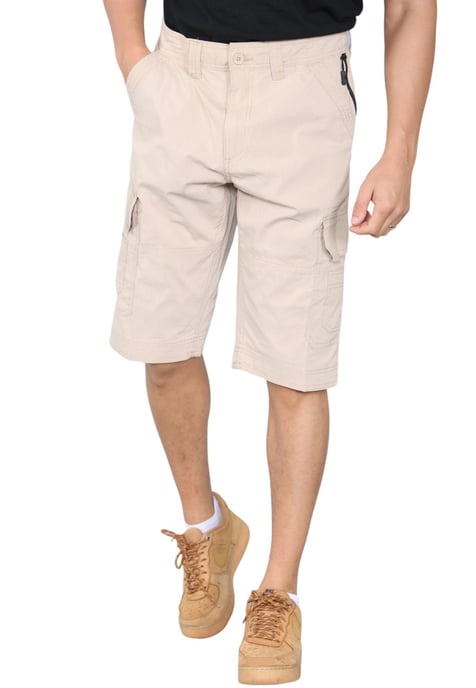 Shorts cargo de secado rápido con múltiples bolsillos para hombre en color arena - Image 1