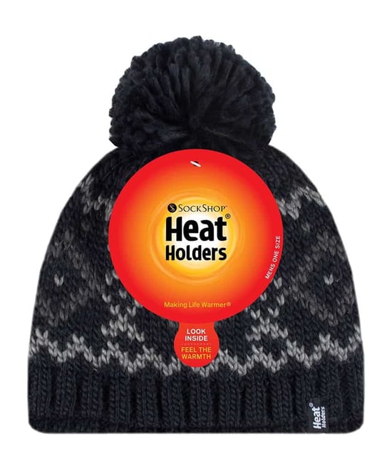 Mens Fleece Lined Thermal Winter Warm Beanie Bobble Hat with Pom Pom - Image 2
