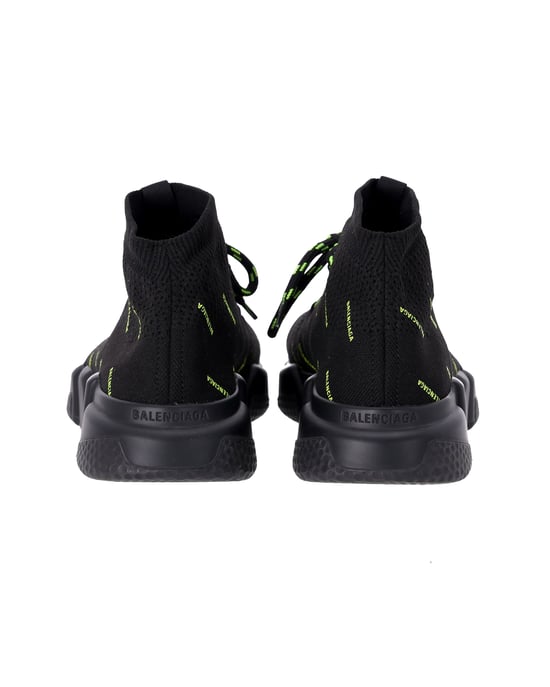 Balenciaga Speed Lace-Up All Over Print Sneakers in Black Polyester - Image 4