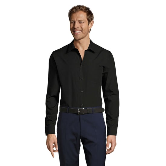 SOLS Mens Baltimore Fitted Shirt (Black) - Image 1