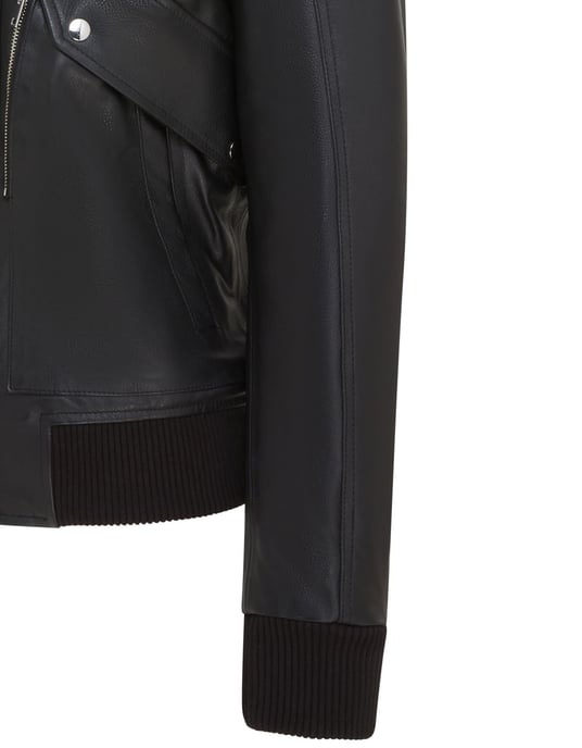 Mens Black Leather Cowhide Aviator Bomber Jacket - Akhiok