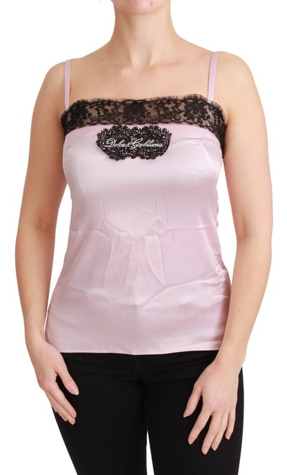 Blusa sin mangas de encaje negro de seda para mujer de Dolce & Gabbana - Image 1