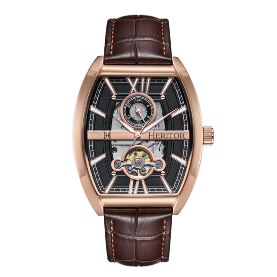 Reloj Automático Heritor Masterson Semi-Esqueleto con Correa de Cuero - Image 1