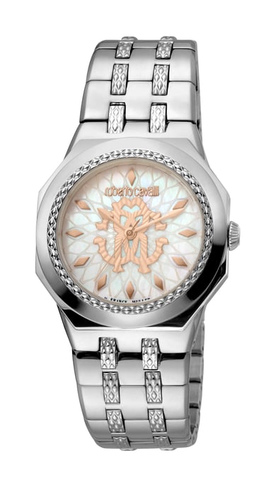 Reloj de acero inoxidable con esfera de nácar RC-89 para mujeres de Roberto Cavalli, modelo RV1L114M0066. - Image 1