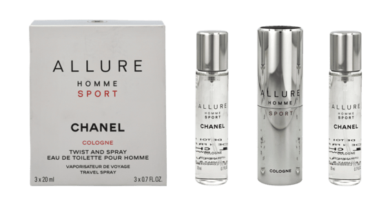 Allure Homme Sport Cologne Eau De Toilette Vaporizador De Viaje Y 2 Recargas 3 X 20 ml - Image 1