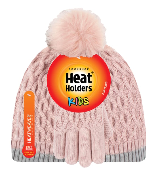 Heat Holders - Gorro y guantes térmicos aislantes para niñas - Rosa oscuro - Image 2