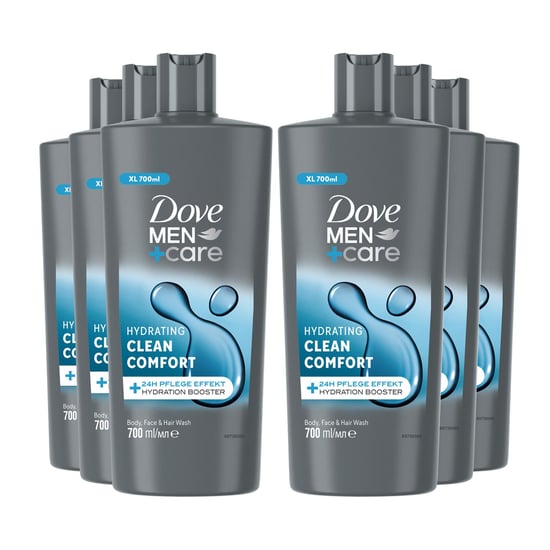 Dove Men+Care 3-in-1 Body, Face & Hair Wash Hydrating Clean Comfort 700ml, 6 Pk
