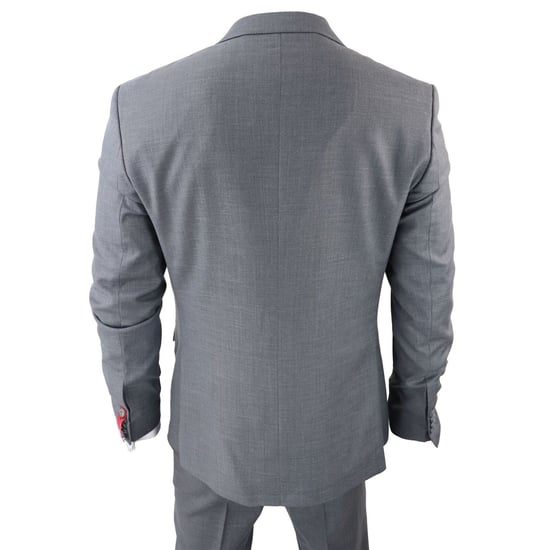 Traje clásico gris liso de 3 piezas para hombre - Image 6