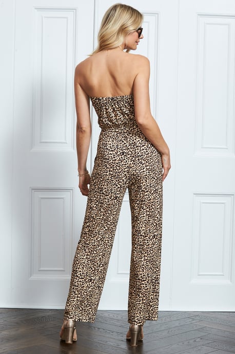 Leopard Print Bandeau Jumpsuit With Pockets