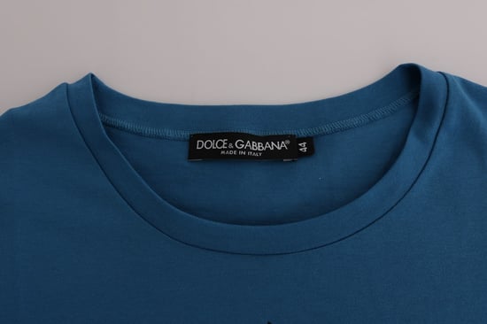 Camiseta de algodón azul para mujer de Dolce & Gabbana, motivo 2017 - Image 5